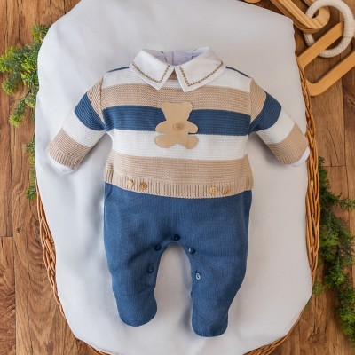  Saída de Maternidade Fernando - Azul Jeans e Bege